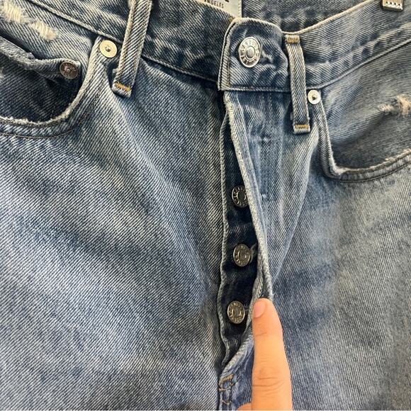AGOLDE Womens 90's Mid Rise Buttonfly Straight Fit Jeans Distressed Size 26 - Picture 2 of 9